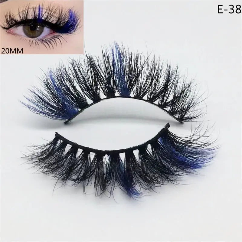 Newest 3D Mink Eyelashes Colorful 100% Mink Lashes Mix Color Pink Blue Red White False Eyelashes Fluffy Soft Cilias Vendor humolife