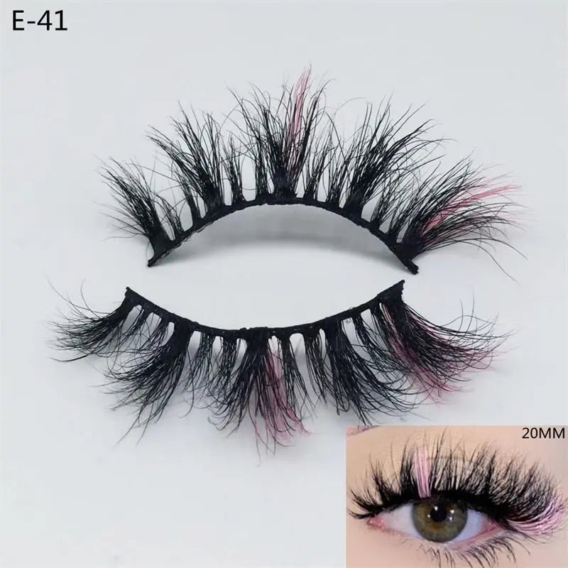 Newest 3D Mink Eyelashes Colorful 100% Mink Lashes Mix Color Pink Blue Red White False Eyelashes Fluffy Soft Cilias Vendor humolife