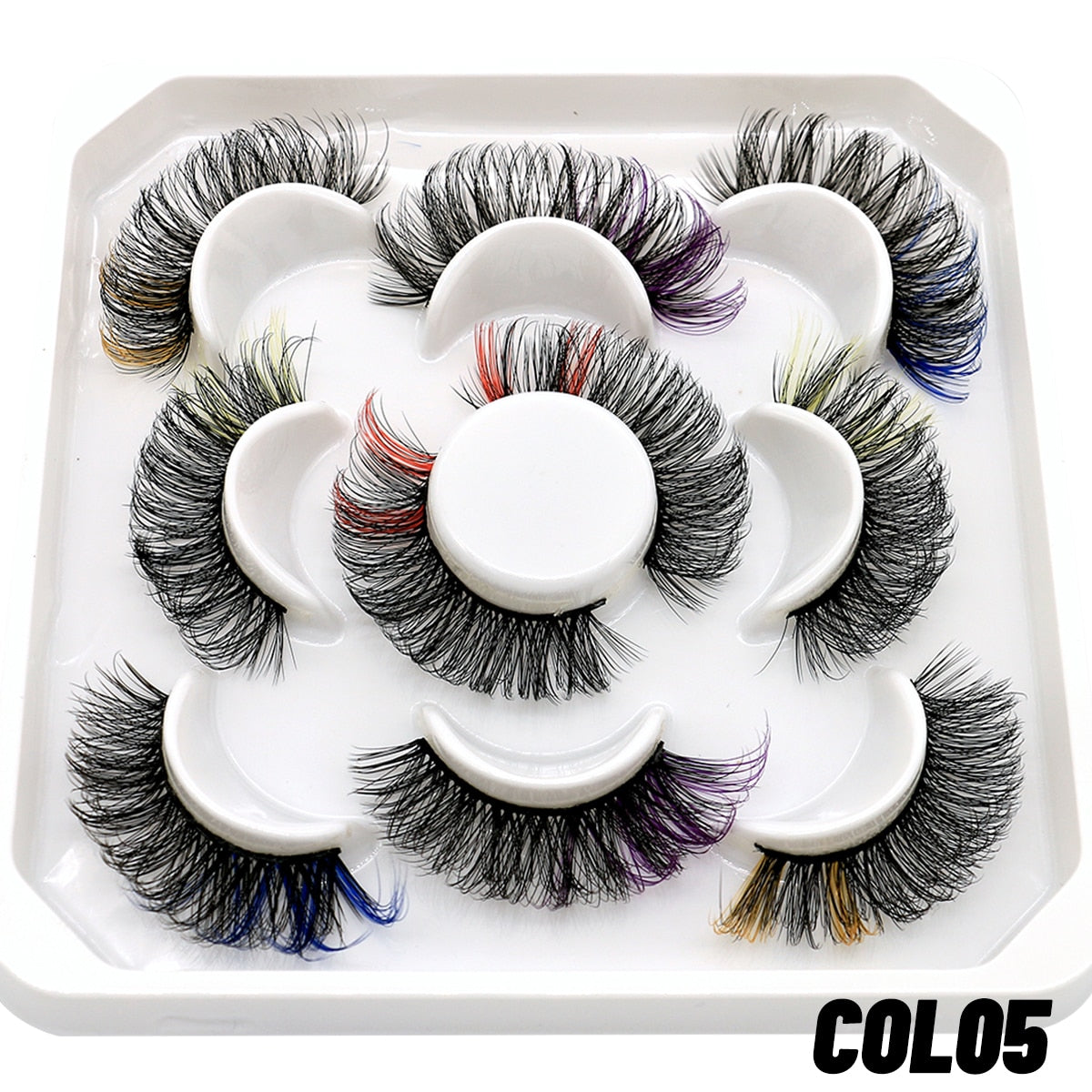 halloween 5/8pairs Colored Eyelashes Wispy Mink Lashes Natural Fluffy Cat Eye Lashes Strip 5D False Eyelashes Eyelash Extension humolife