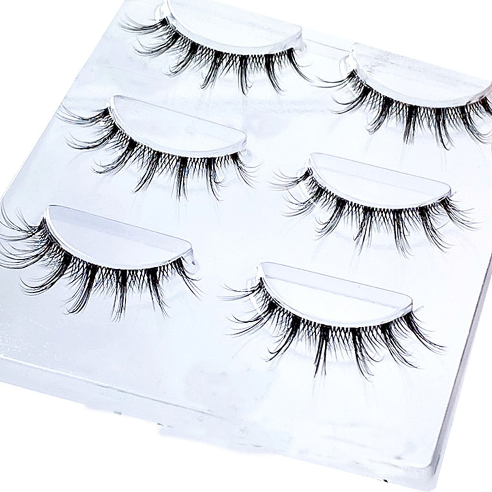 NEW Wholesale Mink Eyelashes 3pair lashes invisible band mink lashes reusable false eyelashes Makeup in Bulk humolife