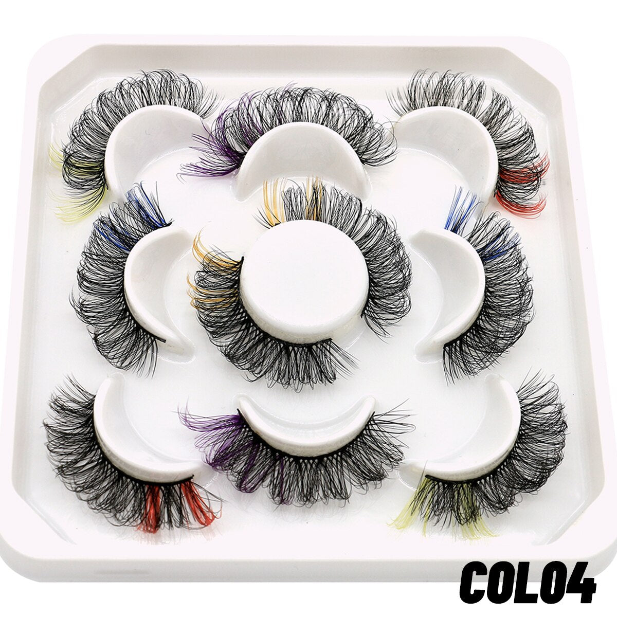 halloween 5/8pairs Colored Eyelashes Wispy Mink Lashes Natural Fluffy Cat Eye Lashes Strip 5D False Eyelashes Eyelash Extension humolife