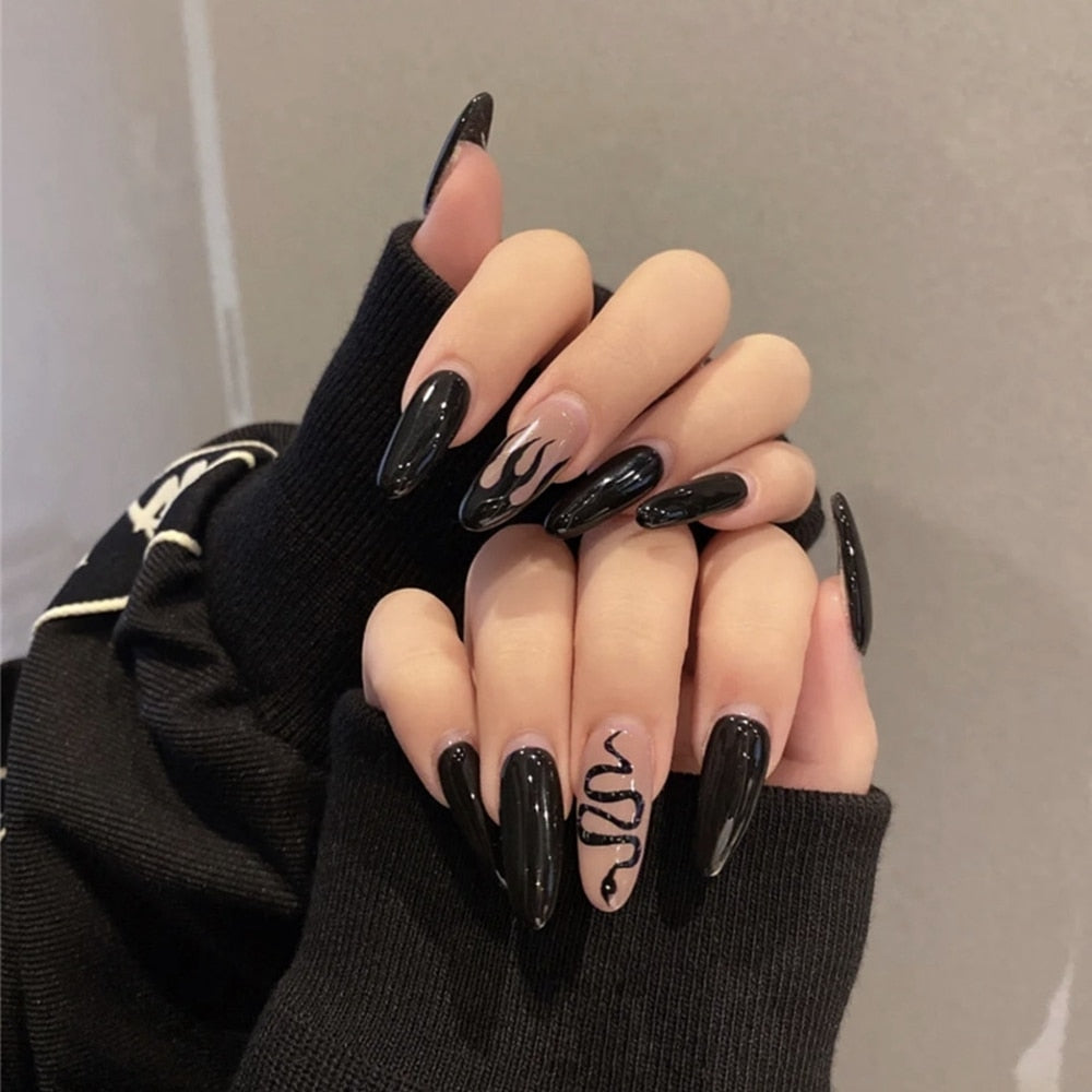 24Pcs/Box Charming Pink Flame Short Ballet Wearable Fake Nails press on Square Head Full Cover Detachable Finished Fingernails humolife