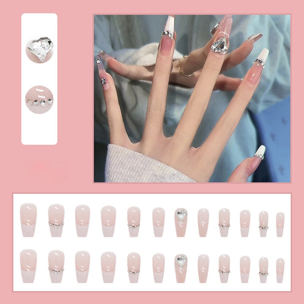 Long Coffin False Nails Aurora Butterfly with designs French Ballerina fake Nails wearable nail stickers Full Cover Nail Tips humolife