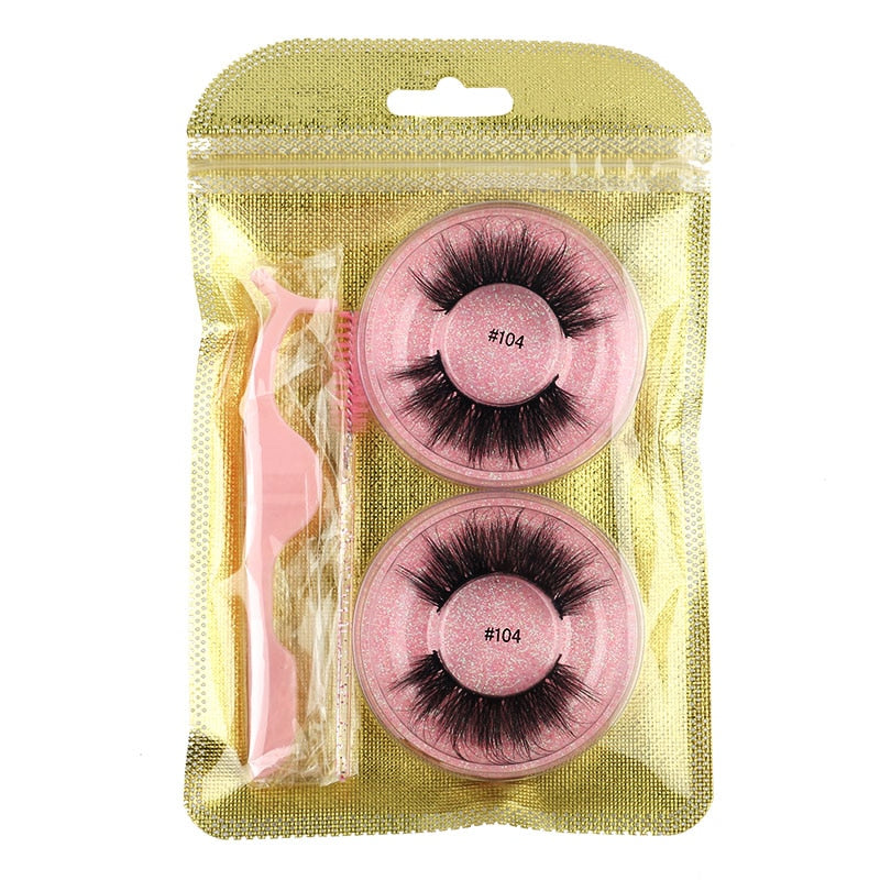 MEISHENJIE 2 Pairs natural false eyelashes thick makeup 3d mink lashes soft eyelash extension fake eyelash fluffy mink eyelashes humolife