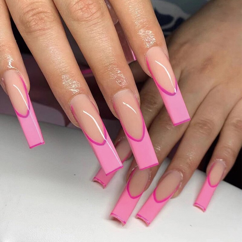 24 Pcs/Box Fake Nails Set Black White Design With Crown Extra Long Ballet Removable Nail Tips Full Cover Acrylic Coffin Nails humolife