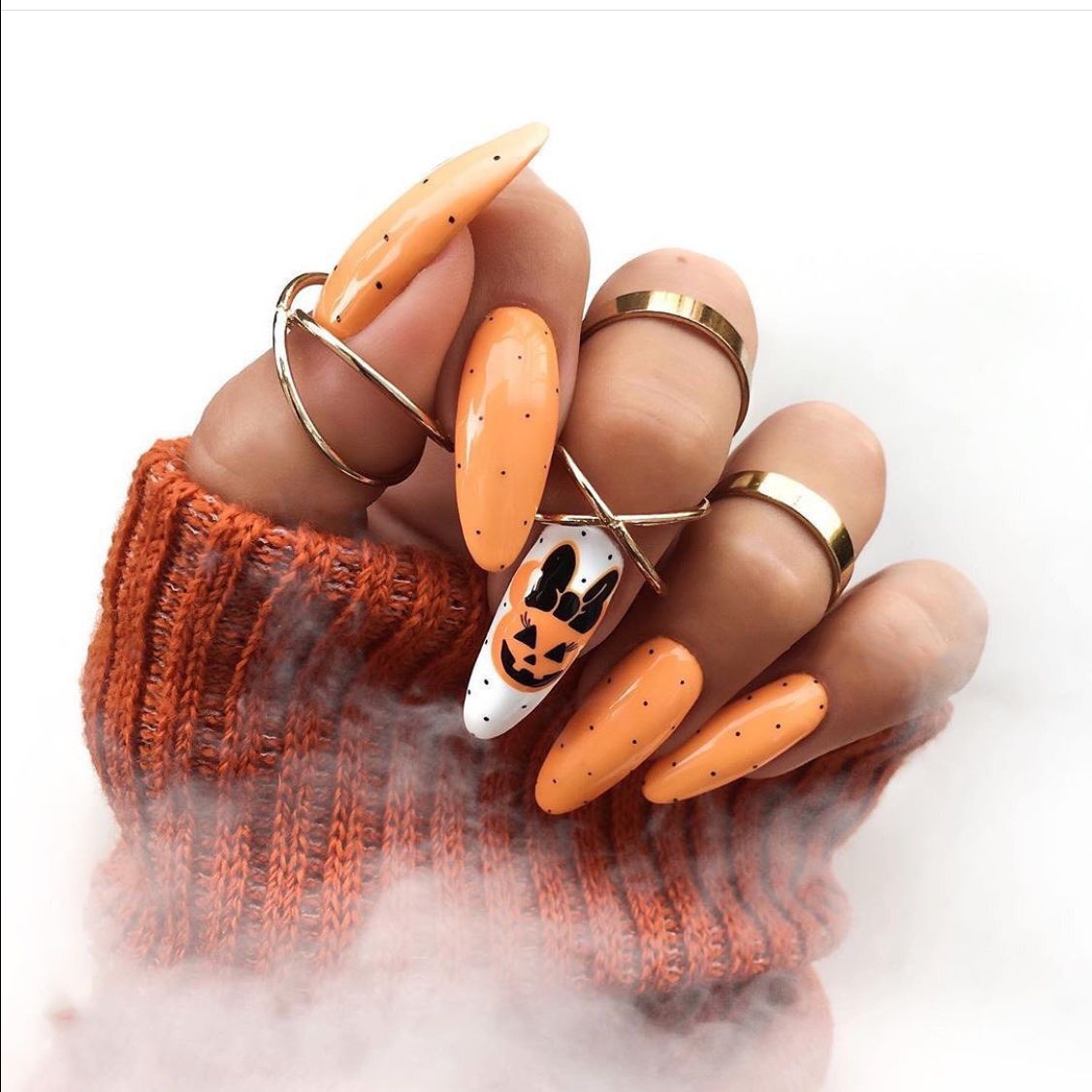 24Pcs Halloween False Nails Wearable French Long Fake Nails Coffin Ballet Press on Nail Black Pumpkin Patch Design Manicure Tips humolife