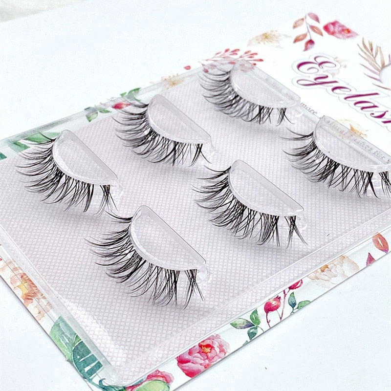 NEW Wholesale Mink Eyelashes 3pair lashes invisible band mink lashes reusable false eyelashes Makeup in Bulk humolife