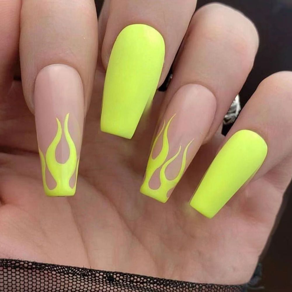 24Pcs/Box Charming Pink Flame Short Ballet Wearable Fake Nails press on Square Head Full Cover Detachable Finished Fingernails humolife