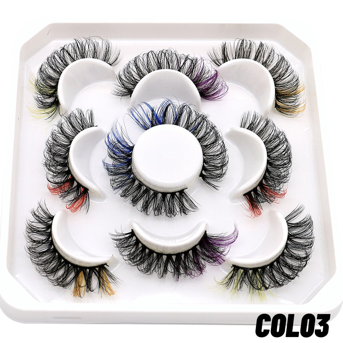 halloween 5/8pairs Colored Eyelashes Wispy Mink Lashes Natural Fluffy Cat Eye Lashes Strip 5D False Eyelashes Eyelash Extension humolife