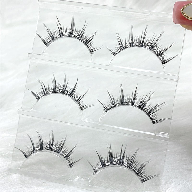 NEW Wholesale Mink Eyelashes 3pair lashes invisible band mink lashes reusable false eyelashes Makeup in Bulk humolife