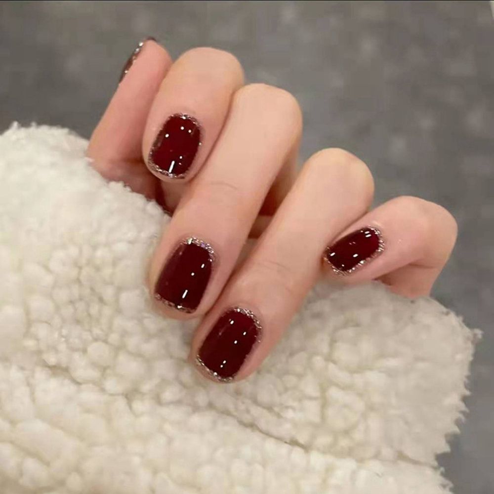 24pcs False Nail Full Cover Fake Nail Elegant Pink Gradient Glitter French Short Nails Coffin Short False Nail Press On Nails humolife