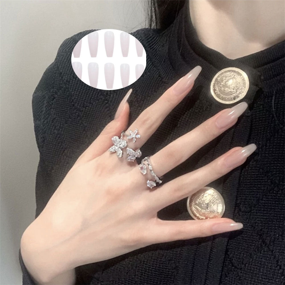 24Pcs/Box Charming Pink Flame Short Ballet Wearable Fake Nails press on Square Head Full Cover Detachable Finished Fingernails humolife