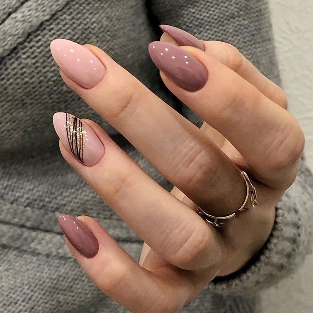24Pcs/Box Charming Pink Flame Short Ballet Wearable Fake Nails press on Square Head Full Cover Detachable Finished Fingernails humolife