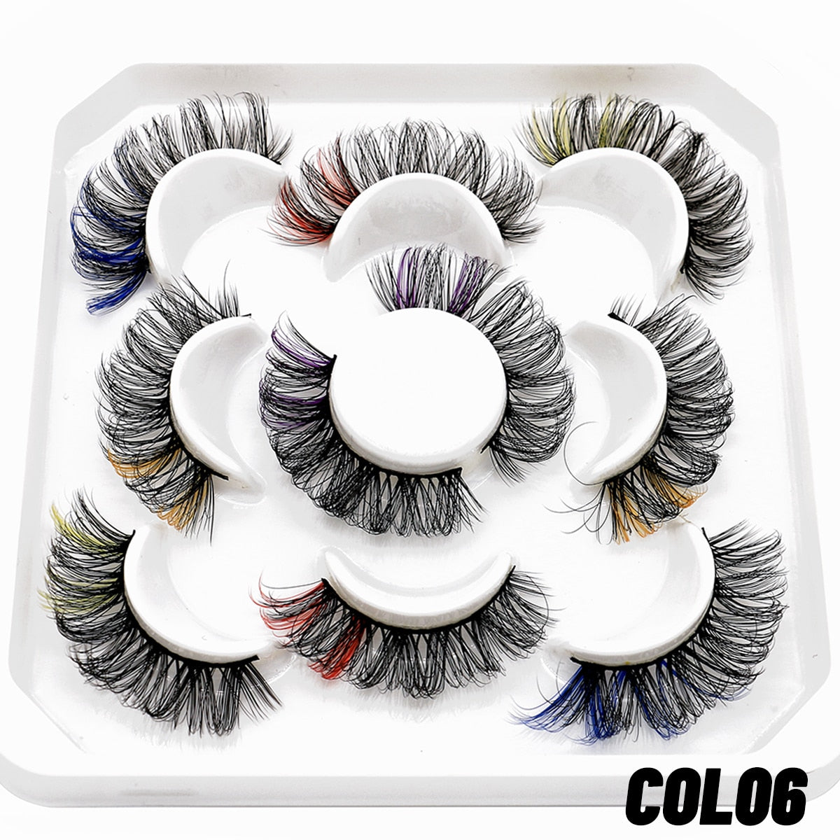 halloween 5/8pairs Colored Eyelashes Wispy Mink Lashes Natural Fluffy Cat Eye Lashes Strip 5D False Eyelashes Eyelash Extension humolife