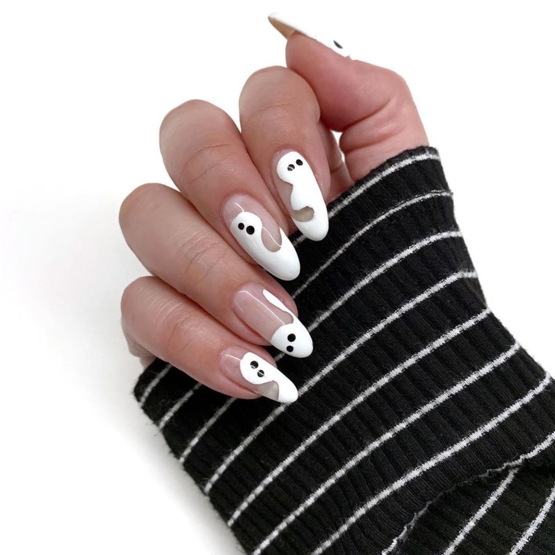 24Pcs Halloween False Nails Wearable French Long Fake Nails Coffin Ballet Press on Nail Black Pumpkin Patch Design Manicure Tips humolife
