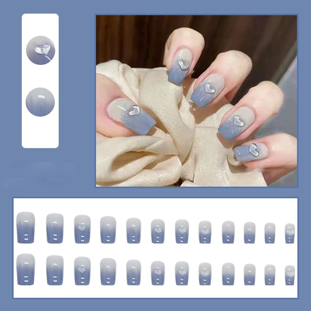 Long Coffin False Nails Aurora Butterfly with designs French Ballerina fake Nails wearable nail stickers Full Cover Nail Tips humolife
