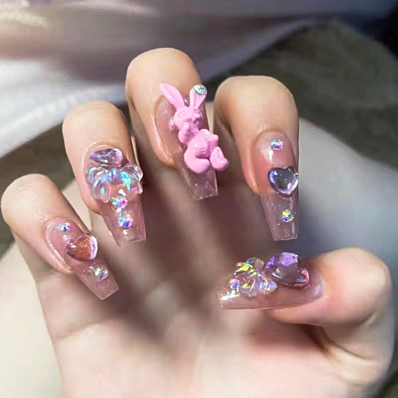 24 Pcs/Box Fake Nails Set Black White Design With Crown Extra Long Ballet Removable Nail Tips Full Cover Acrylic Coffin Nails humolife