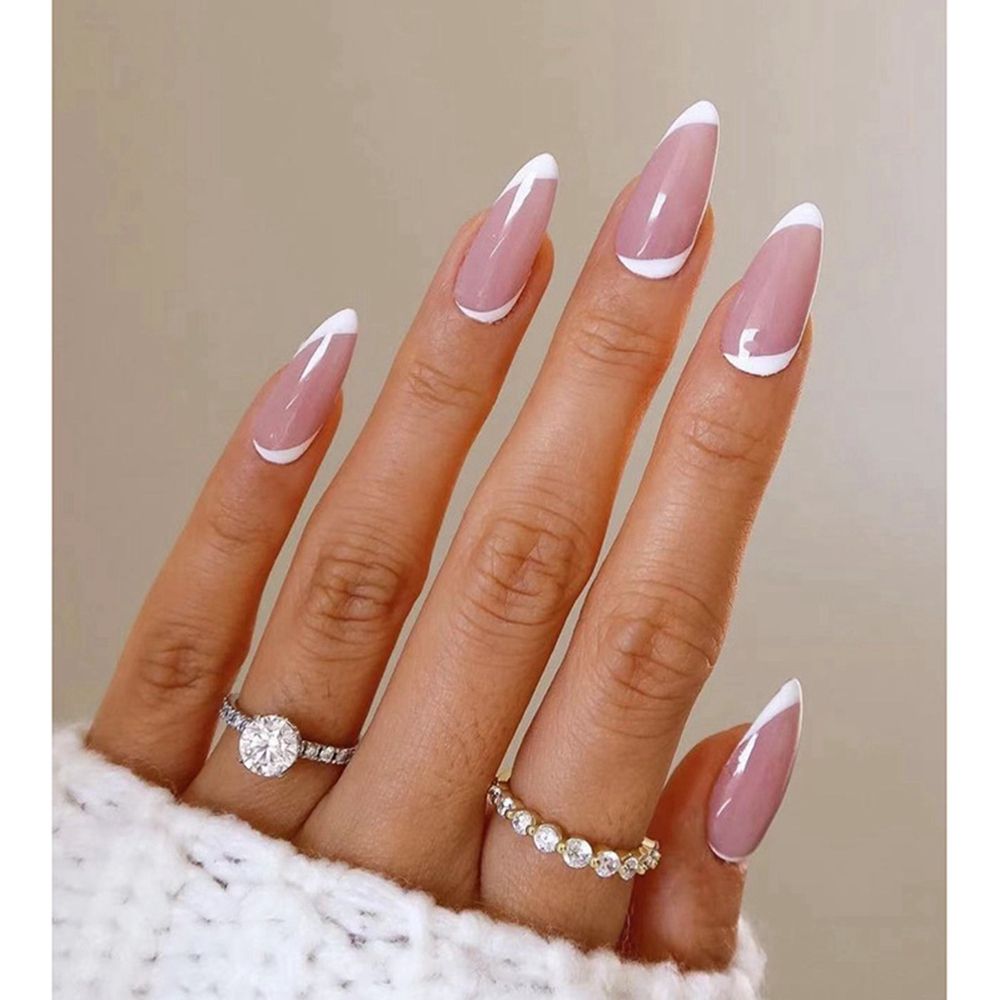 24Pcs/Box Charming Pink Flame Short Ballet Wearable Fake Nails press on Square Head Full Cover Detachable Finished Fingernails humolife
