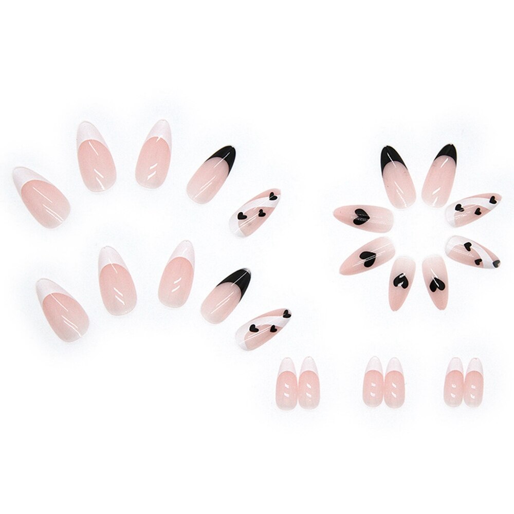 Press on nails Colorful Stripes Almond False Nails nail supplies for professionals Removable Fake Nails for French Ballet Nail humolife