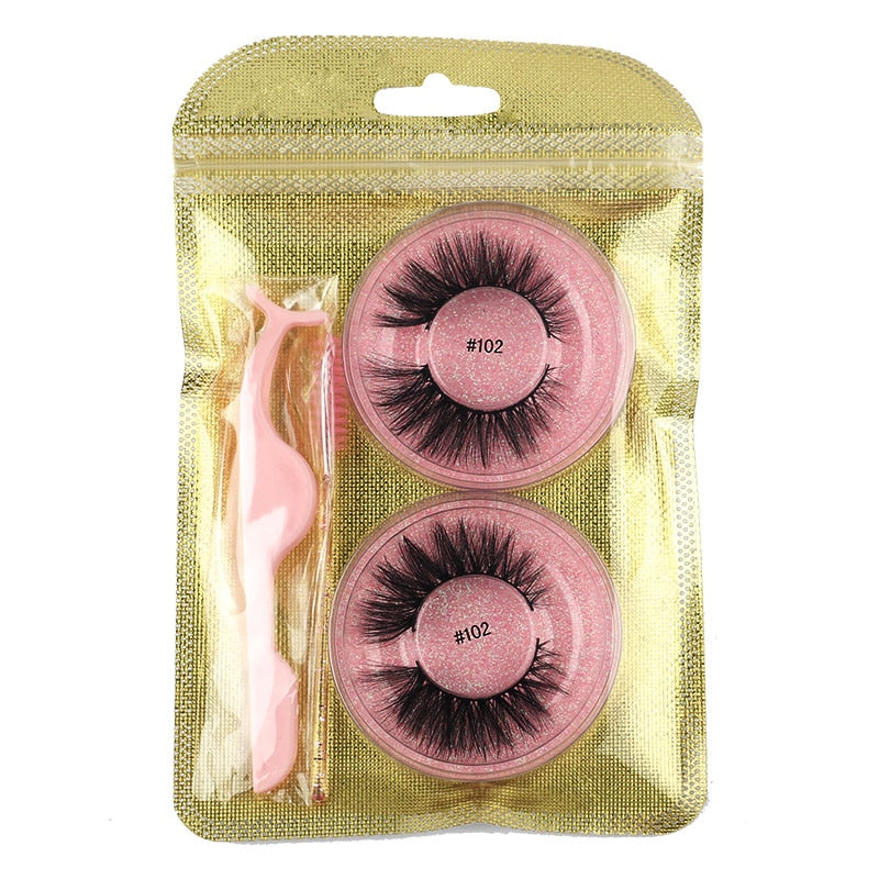 MEISHENJIE 2 Pairs natural false eyelashes thick makeup 3d mink lashes soft eyelash extension fake eyelash fluffy mink eyelashes humolife
