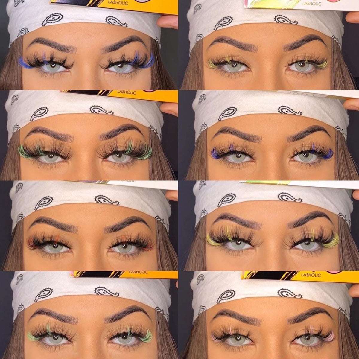 halloween 5/8pairs Colored Eyelashes Wispy Mink Lashes Natural Fluffy Cat Eye Lashes Strip 5D False Eyelashes Eyelash Extension humolife
