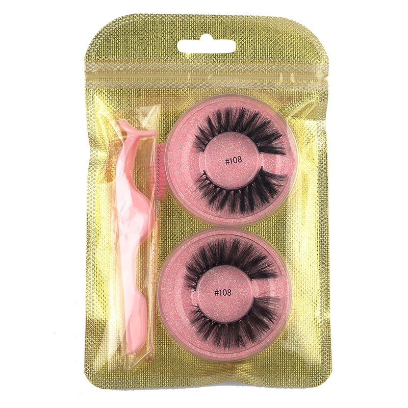 MEISHENJIE 2 Pairs natural false eyelashes thick makeup 3d mink lashes soft eyelash extension fake eyelash fluffy mink eyelashes humolife