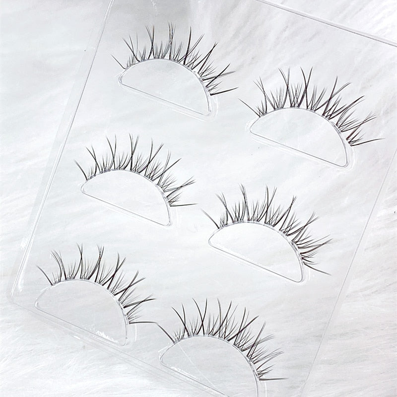 NEW Wholesale Mink Eyelashes 3pair lashes invisible band mink lashes reusable false eyelashes Makeup in Bulk humolife