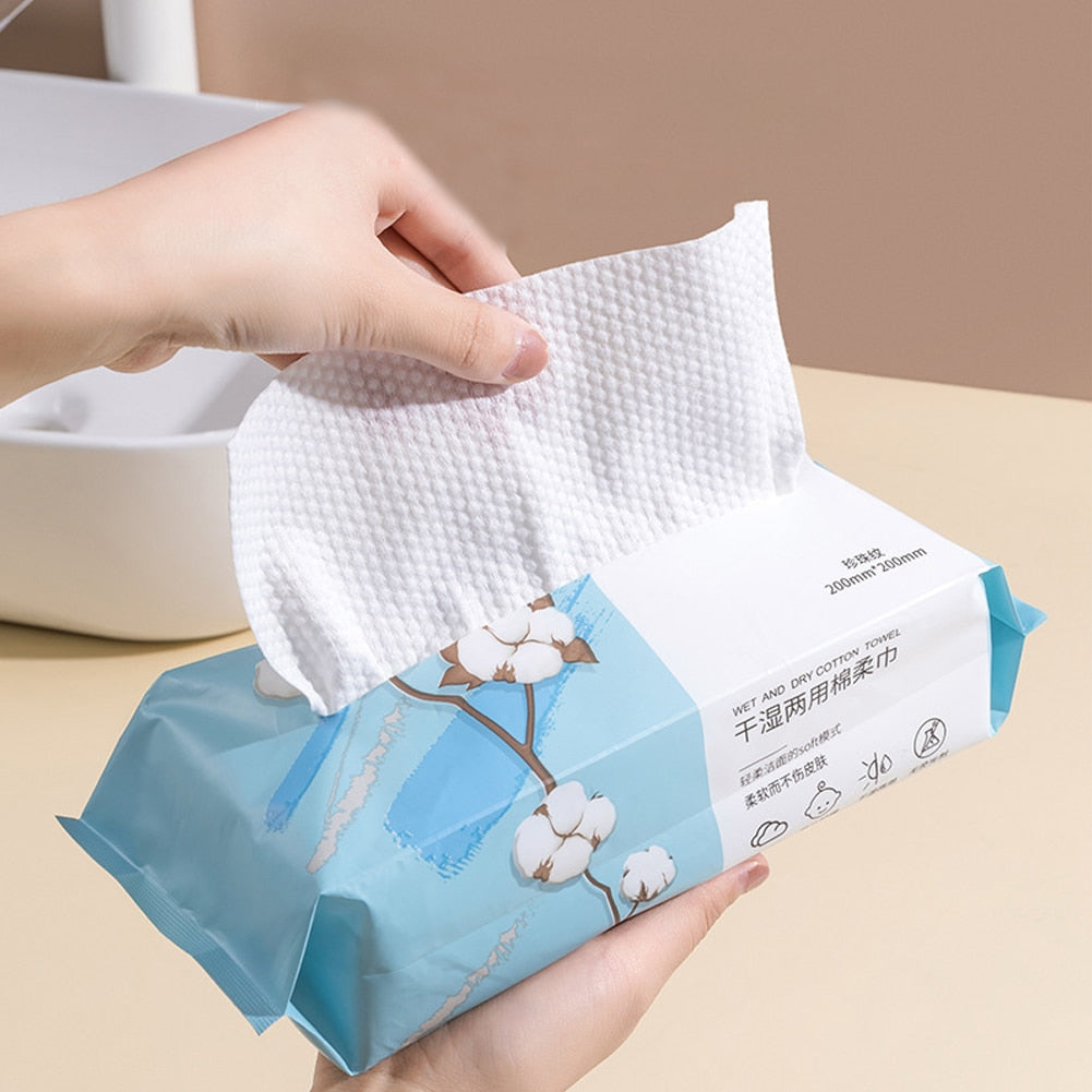 Disposable Face Towel 34/60PCS Cotton Makeup Cleaning Wash Cloths Wet And Dry 15 X 20cm/ 20 X 20cm Home Cleaning Supplies humolife