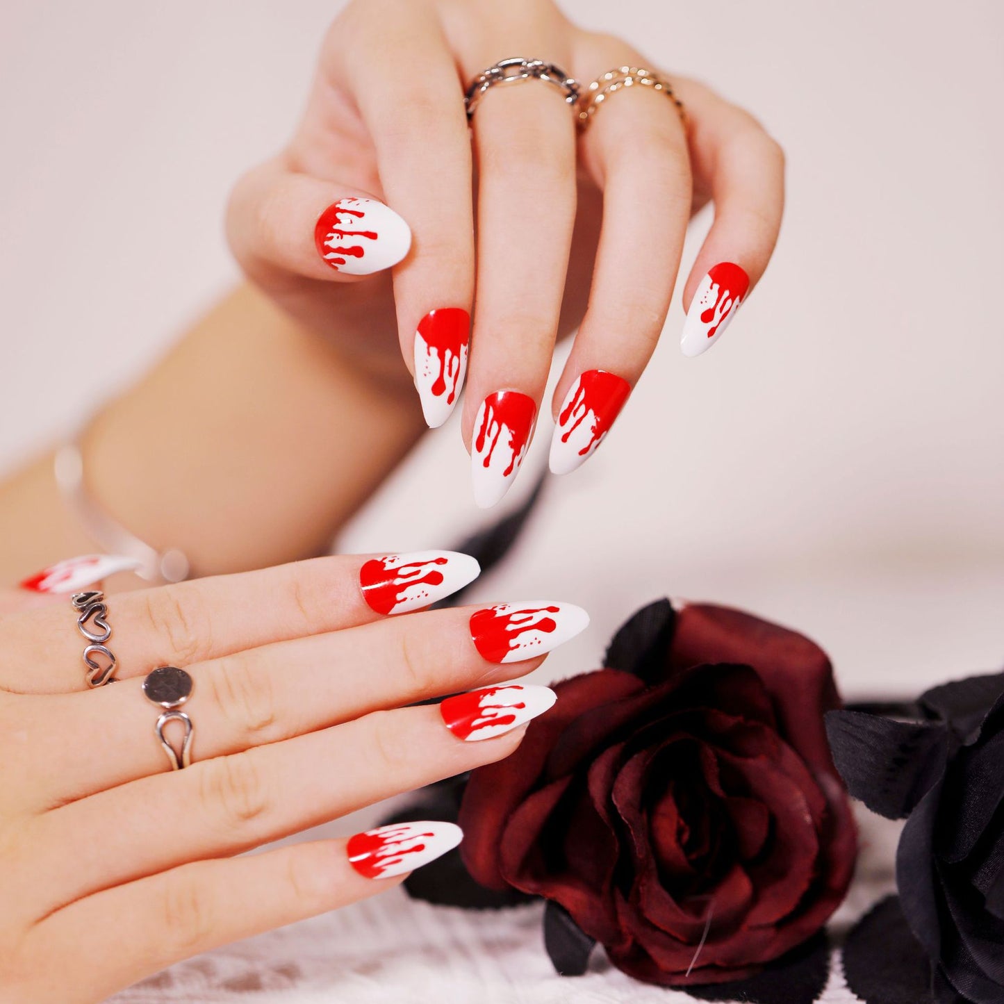 24Pcs Halloween False Nails Wearable French Long Fake Nails Coffin Ballet Press on Nail Black Pumpkin Patch Design Manicure Tips humolife