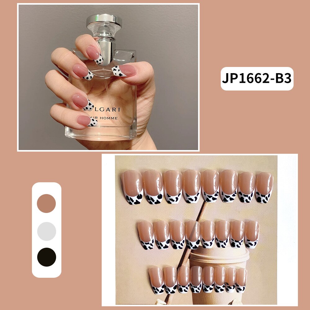 24pcs Long Coffin False Nails With Glue Wearable Ballerina Fake Nails With Design Rhinestone Full Cover Nail Tips Press On Nails humolife