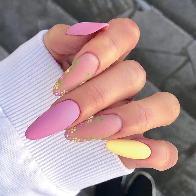 Stiletto False Nails Full Cover Nail Tips Almond Fake Nails With Heart Gold Line Pearl Design Press On Nails Full Cover Nail Tip humolife