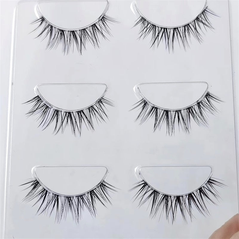 NEW Wholesale Mink Eyelashes 3pair lashes invisible band mink lashes reusable false eyelashes Makeup in Bulk humolife