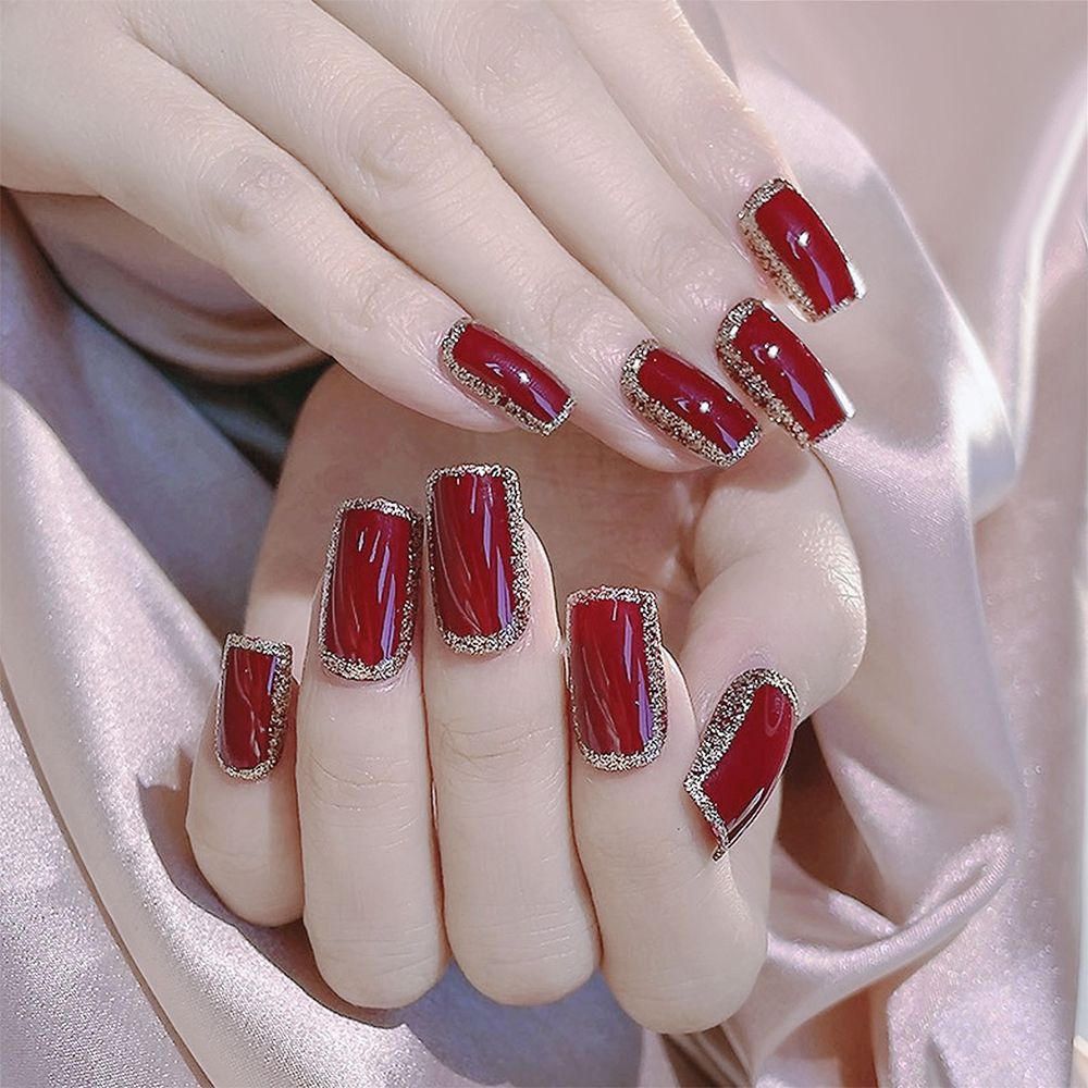 24pcs False Nail Full Cover Fake Nail Elegant Pink Gradient Glitter French Short Nails Coffin Short False Nail Press On Nails humolife