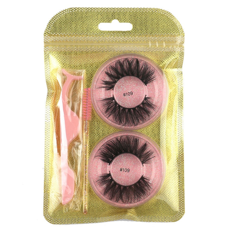 MEISHENJIE 2 Pairs natural false eyelashes thick makeup 3d mink lashes soft eyelash extension fake eyelash fluffy mink eyelashes humolife