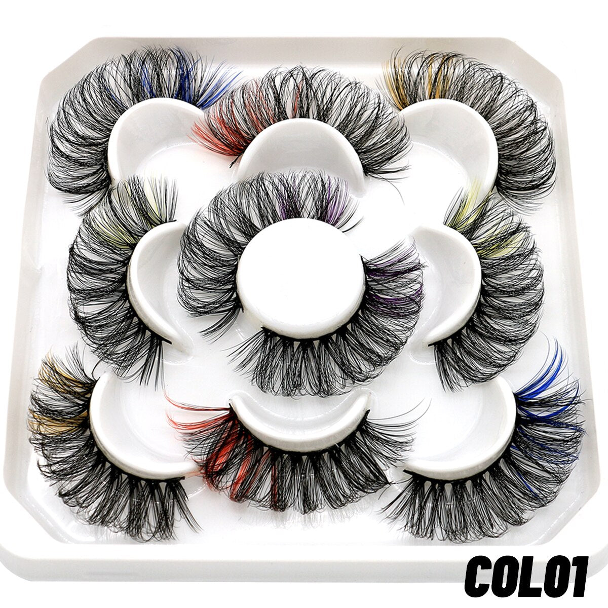 halloween 5/8pairs Colored Eyelashes Wispy Mink Lashes Natural Fluffy Cat Eye Lashes Strip 5D False Eyelashes Eyelash Extension humolife