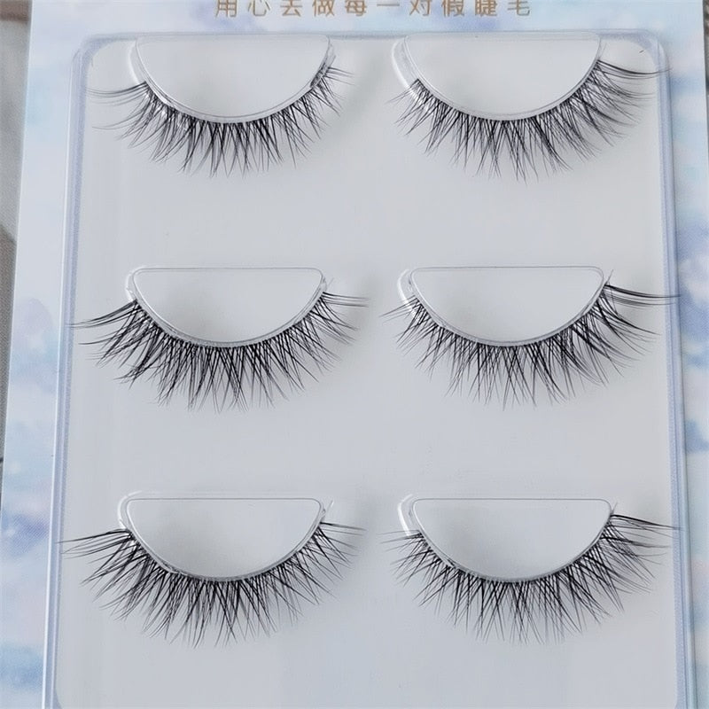 NEW Wholesale Mink Eyelashes 3pair lashes invisible band mink lashes reusable false eyelashes Makeup in Bulk humolife