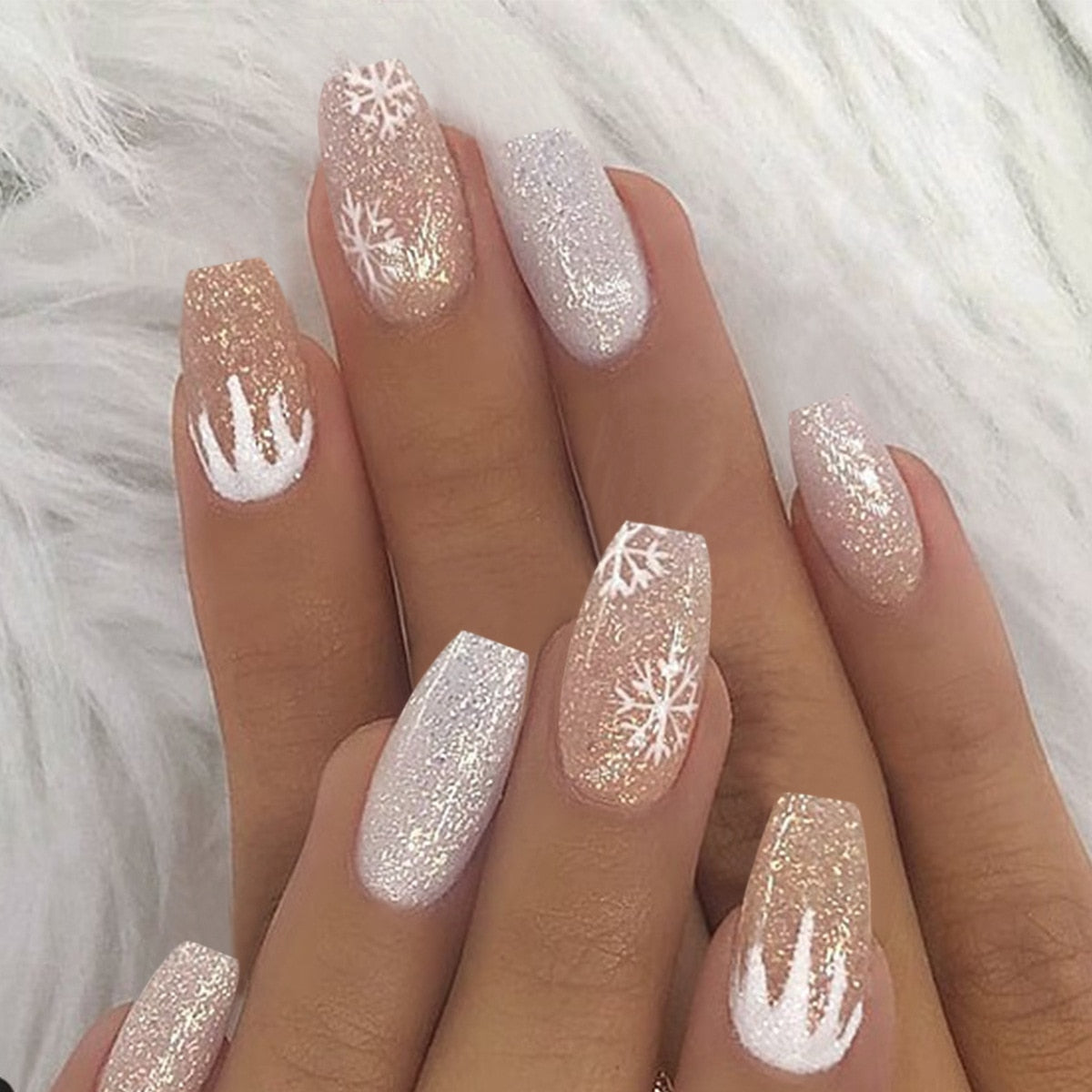24pcs False Nail Full Cover Fake Nail Elegant Pink Gradient Glitter French Short Nails Coffin Short False Nail Press On Nails humolife