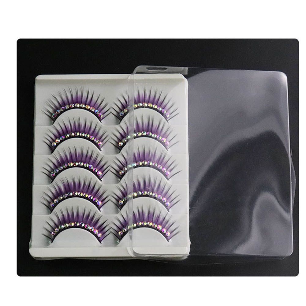 1/5Pairs Soft Mink False Eyelashes Natural 3D Fake Eye Lashes with Shiny Rhinestones Makeup Party Colored Extension Eyelashes humolife