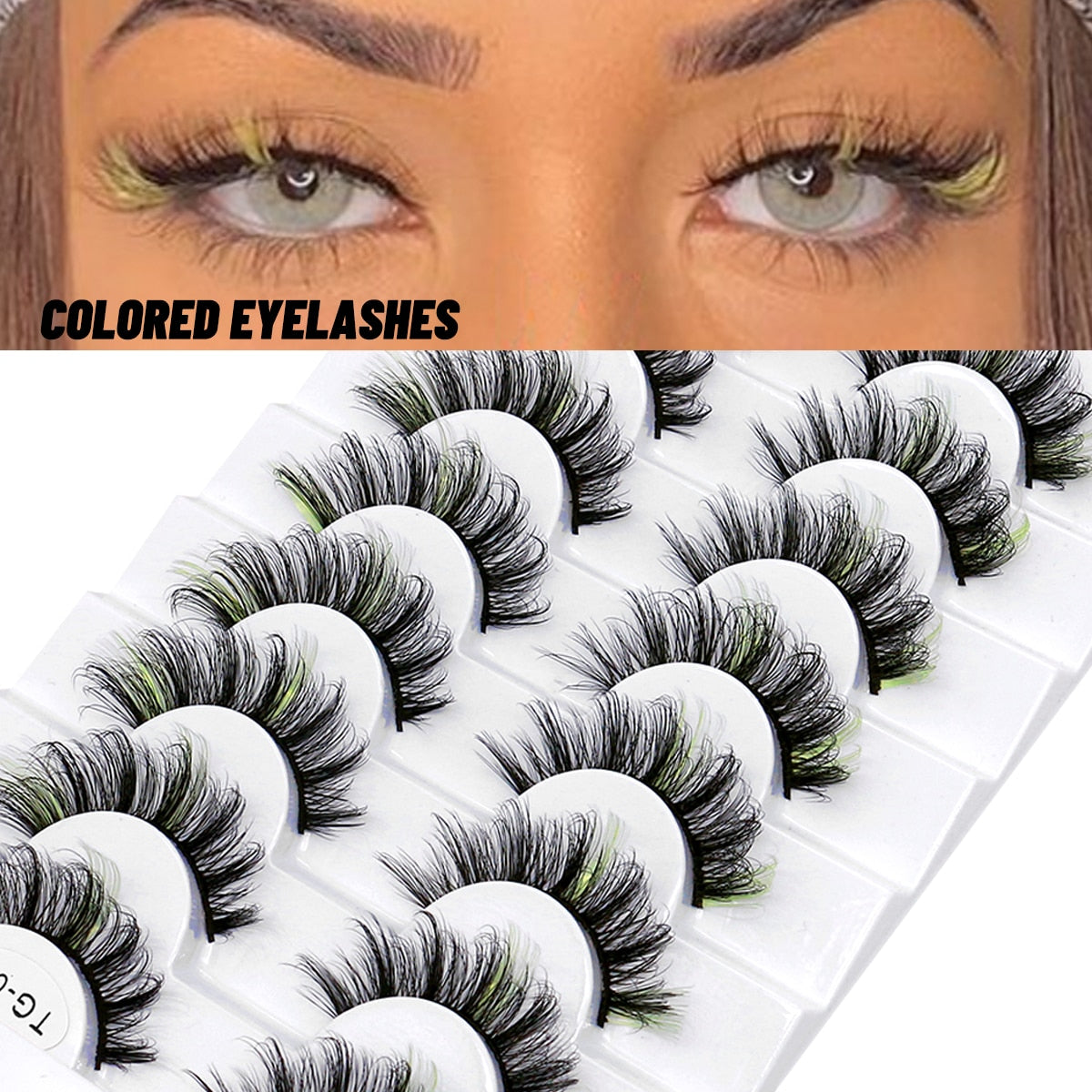 halloween 5/8pairs Colored Eyelashes Wispy Mink Lashes Natural Fluffy Cat Eye Lashes Strip 5D False Eyelashes Eyelash Extension humolife