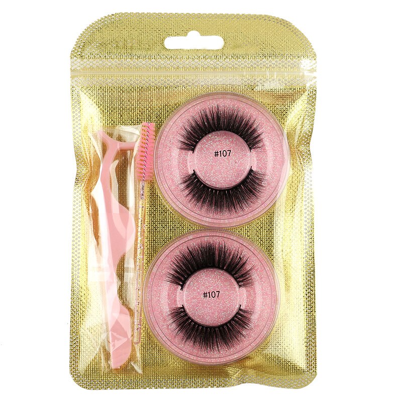 MEISHENJIE 2 Pairs natural false eyelashes thick makeup 3d mink lashes soft eyelash extension fake eyelash fluffy mink eyelashes humolife