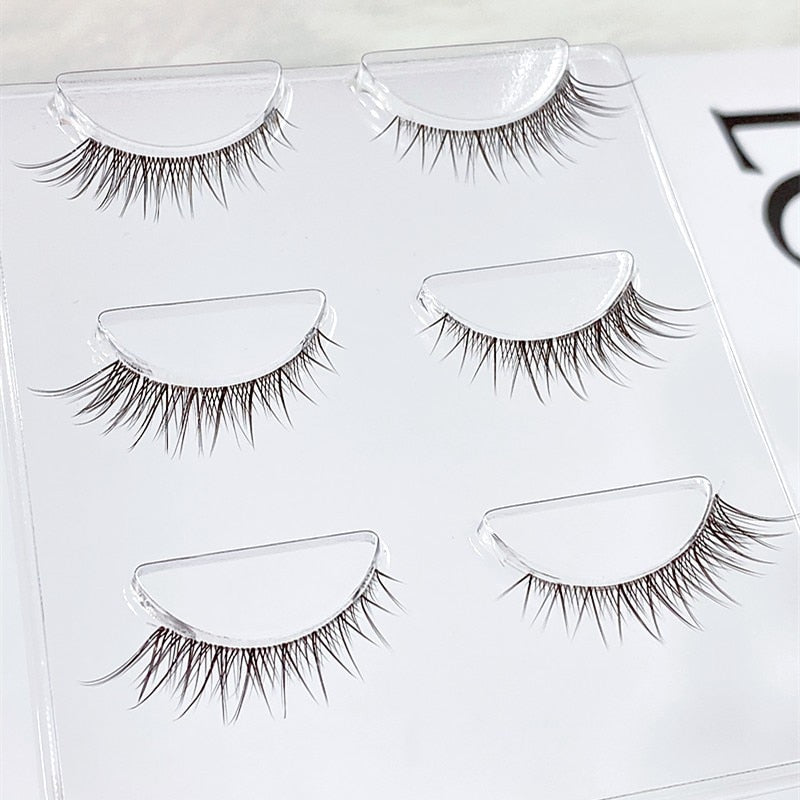 NEW Wholesale Mink Eyelashes 3pair lashes invisible band mink lashes reusable false eyelashes Makeup in Bulk humolife