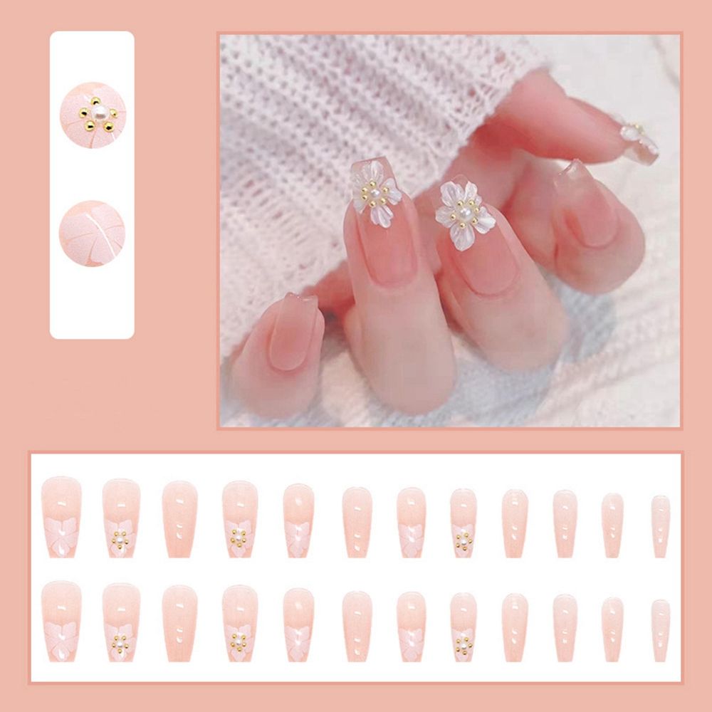 Long Coffin False Nails Aurora Butterfly with designs French Ballerina fake Nails wearable nail stickers Full Cover Nail Tips humolife