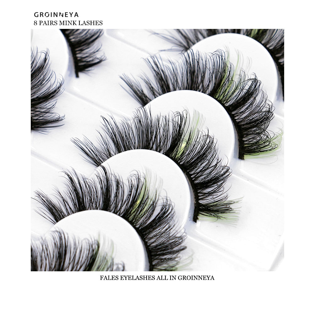 halloween 5/8pairs Colored Eyelashes Wispy Mink Lashes Natural Fluffy Cat Eye Lashes Strip 5D False Eyelashes Eyelash Extension humolife