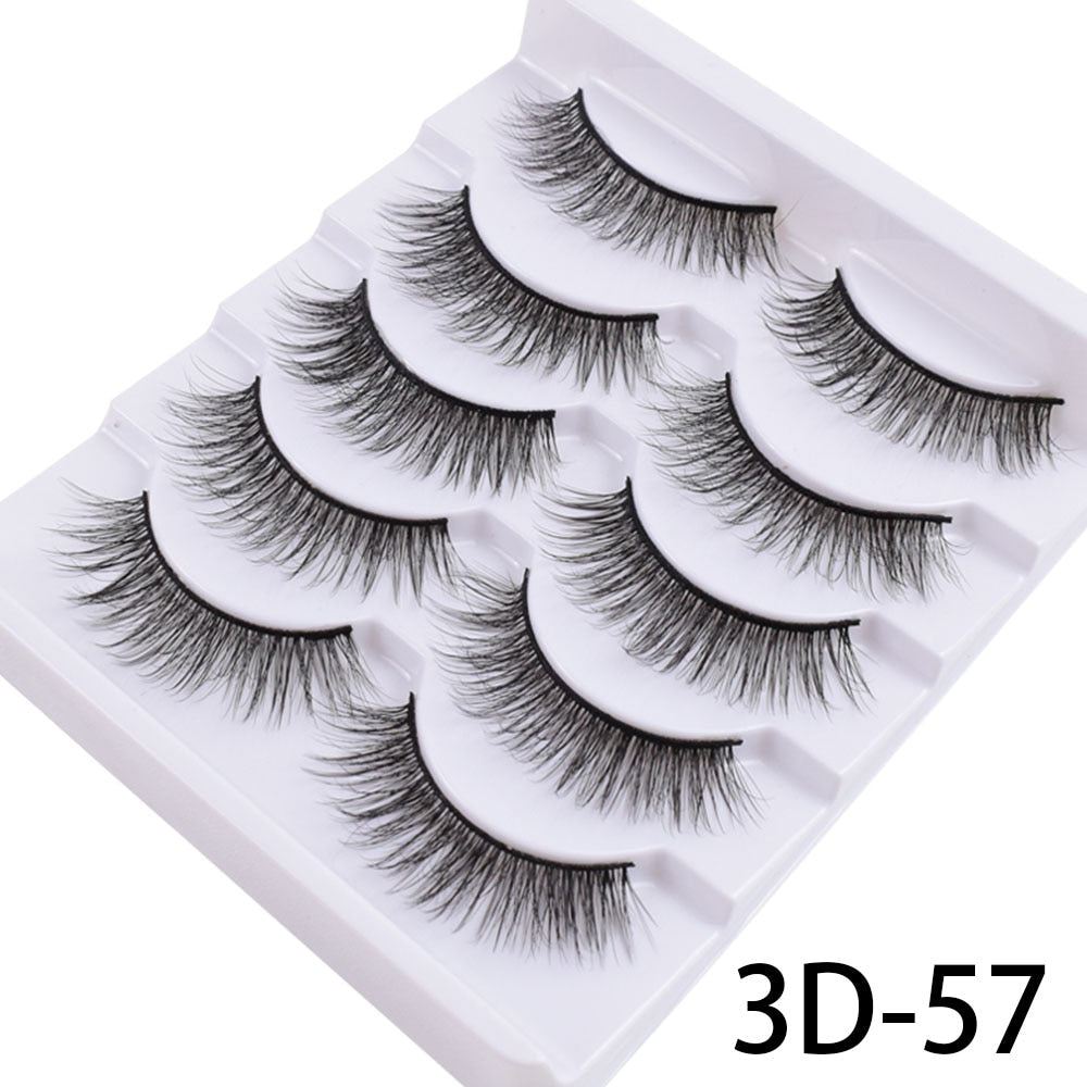 New 5Pairs False Eyelashes Hand Made 3D Mink Lashes Natural Long Eyelashes Thick Fake Eyelash Extension Makeup Tools Maquiagem humolife
