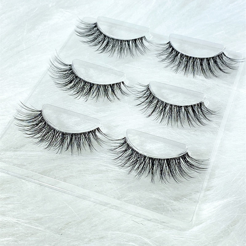 NEW Wholesale Mink Eyelashes 3pair lashes invisible band mink lashes reusable false eyelashes Makeup in Bulk humolife