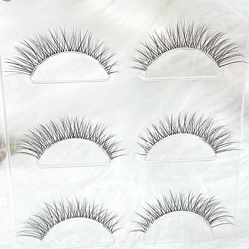 NEW Wholesale Mink Eyelashes 3pair lashes invisible band mink lashes reusable false eyelashes Makeup in Bulk humolife