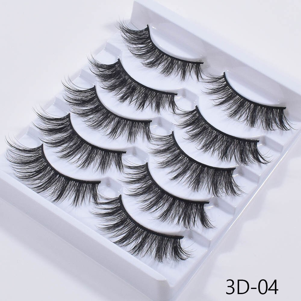 New 5Pairs False Eyelashes Hand Made 3D Mink Lashes Natural Long Eyelashes Thick Fake Eyelash Extension Makeup Tools Maquiagem humolife