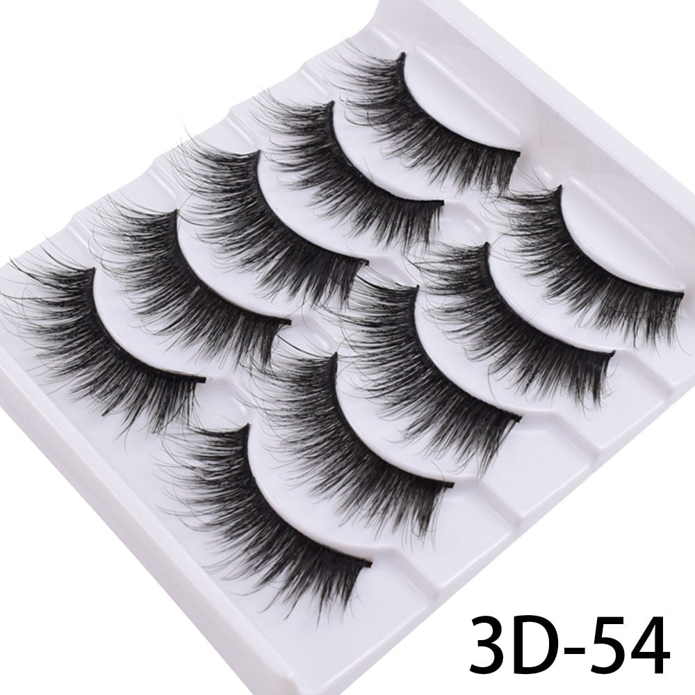 New 5Pairs False Eyelashes Hand Made 3D Mink Lashes Natural Long Eyelashes Thick Fake Eyelash Extension Makeup Tools Maquiagem humolife