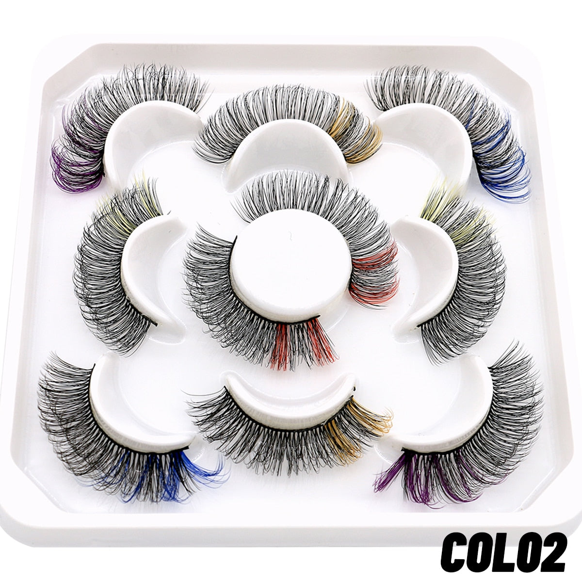 halloween 5/8pairs Colored Eyelashes Wispy Mink Lashes Natural Fluffy Cat Eye Lashes Strip 5D False Eyelashes Eyelash Extension humolife