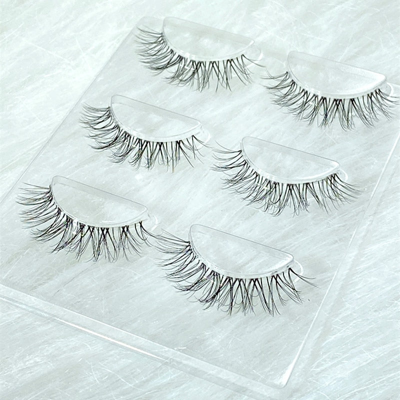 NEW Wholesale Mink Eyelashes 3pair lashes invisible band mink lashes reusable false eyelashes Makeup in Bulk humolife